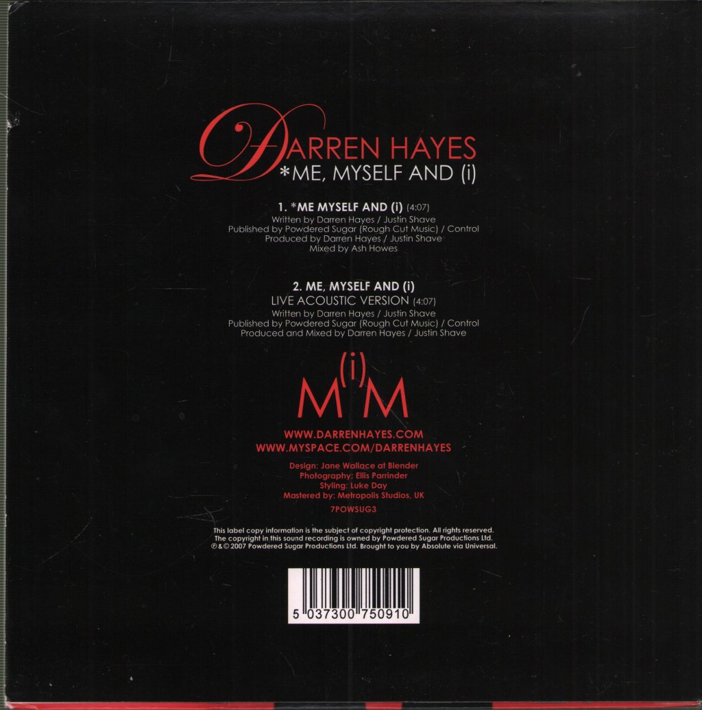 Darren Hayes - Me, Myself And (I) - 7 Inch