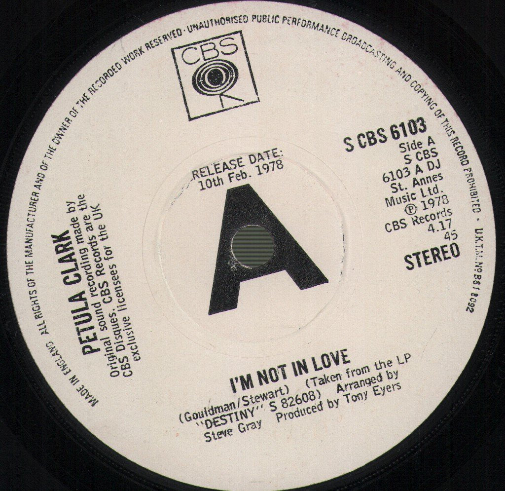 Petula Clark - I'm Not In Love - 7 Inch