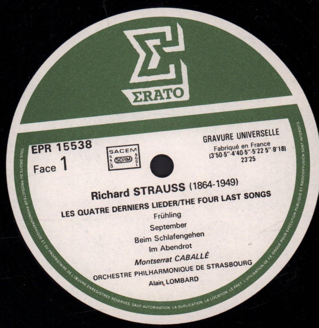 Montserrat Caballe - strauss Les Quatre Derniers Lieder / wagner Prelude Et Mort D'Isolde - Lp