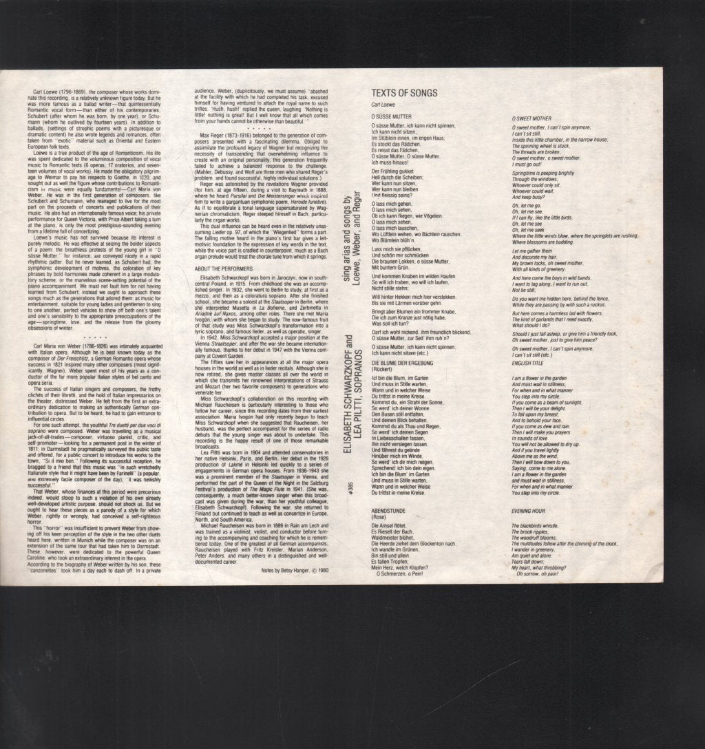Elisabeth Schwarzkopf / Michael Raucheisen / Lea Piltti - Songs And Duets - Lp
