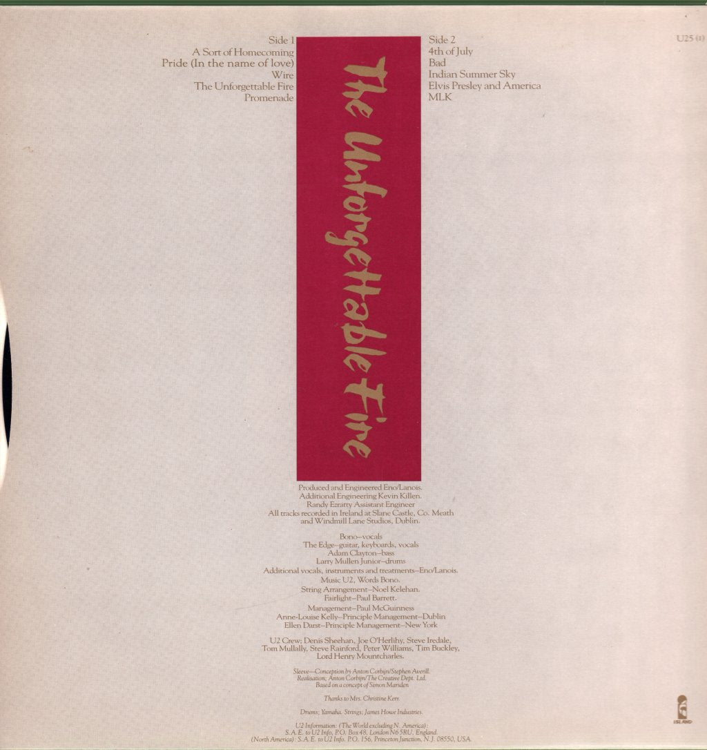 U2 - Unforgettable Fire - Lp