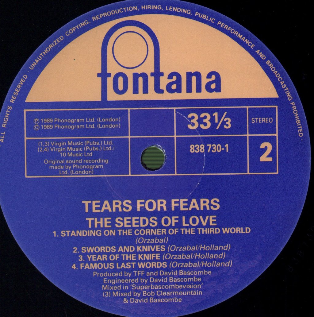 Tears For Fears - Seeds Of Love - Lp