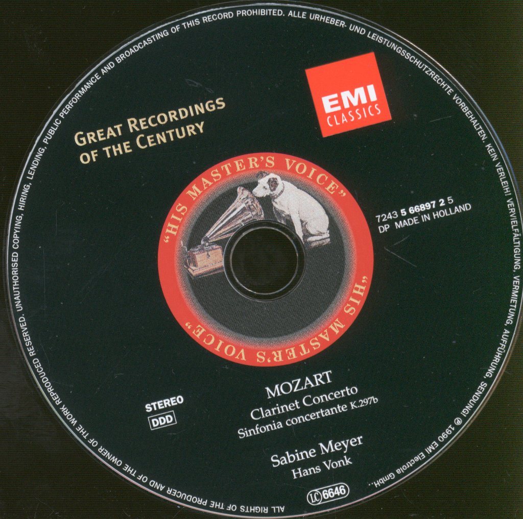 Sabine Meyer, Staatskapelle Dresden, Hans Vonk - Mozart - Clarinet Concerto - Cd