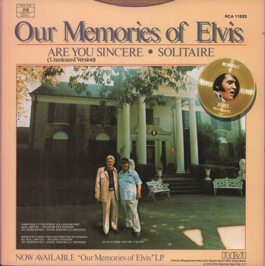 Elvis Presley - Are You Sincere - 7 Inch