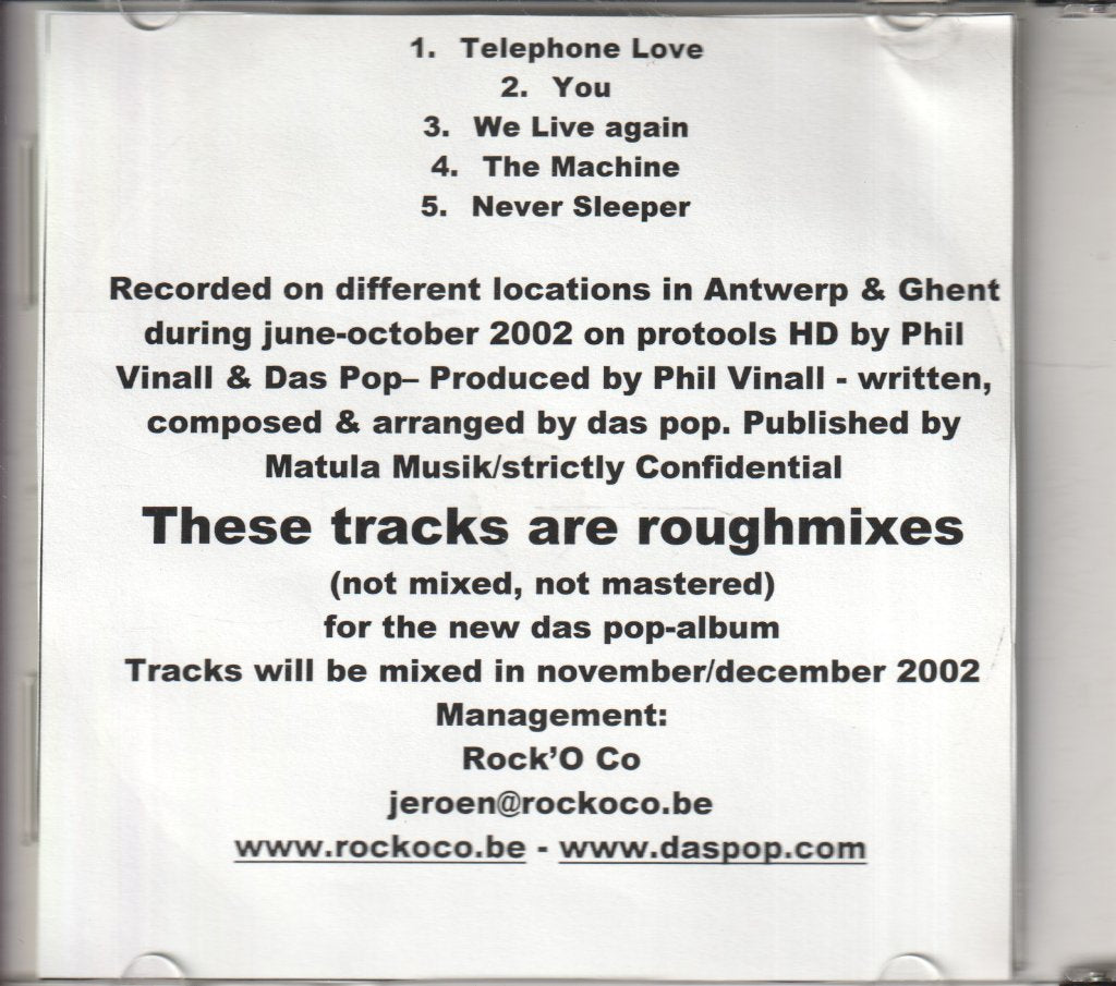 Das Pop - 5 roughmixes new album - Cdr