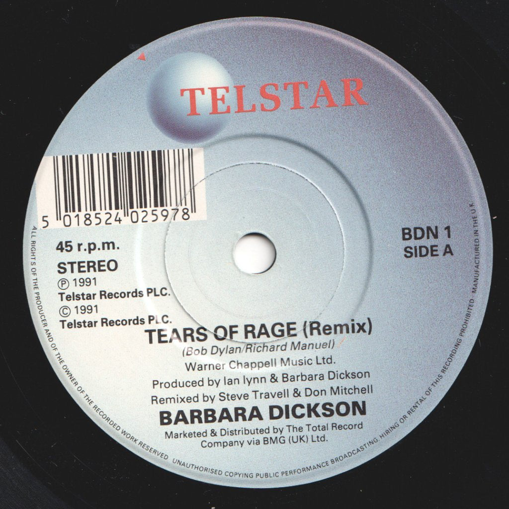 Barbara Dickson - Tears Of Rage - 7 Inch