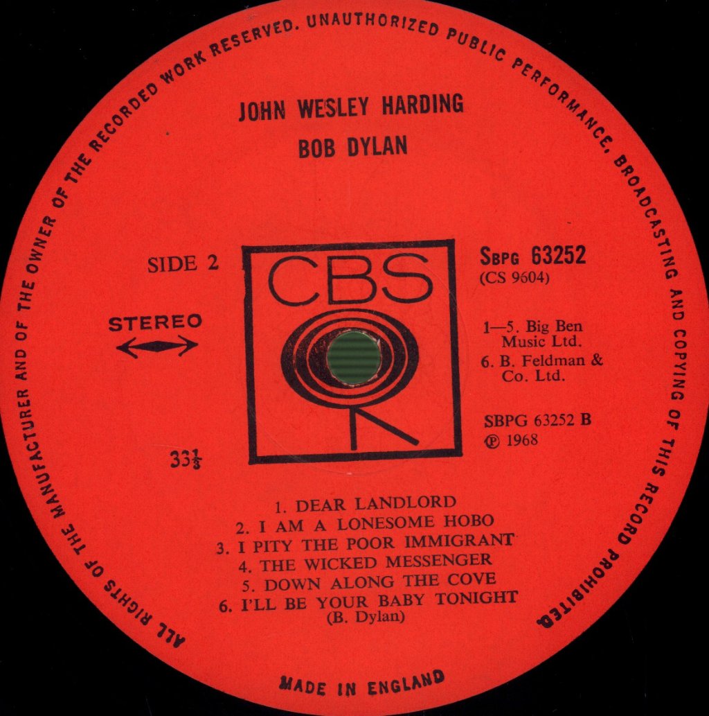 Bob Dylan - John Wesley Harding - Lp