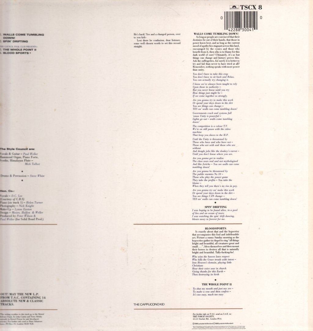 Style Council - Walls Come Tumbling Down - 12 Inch