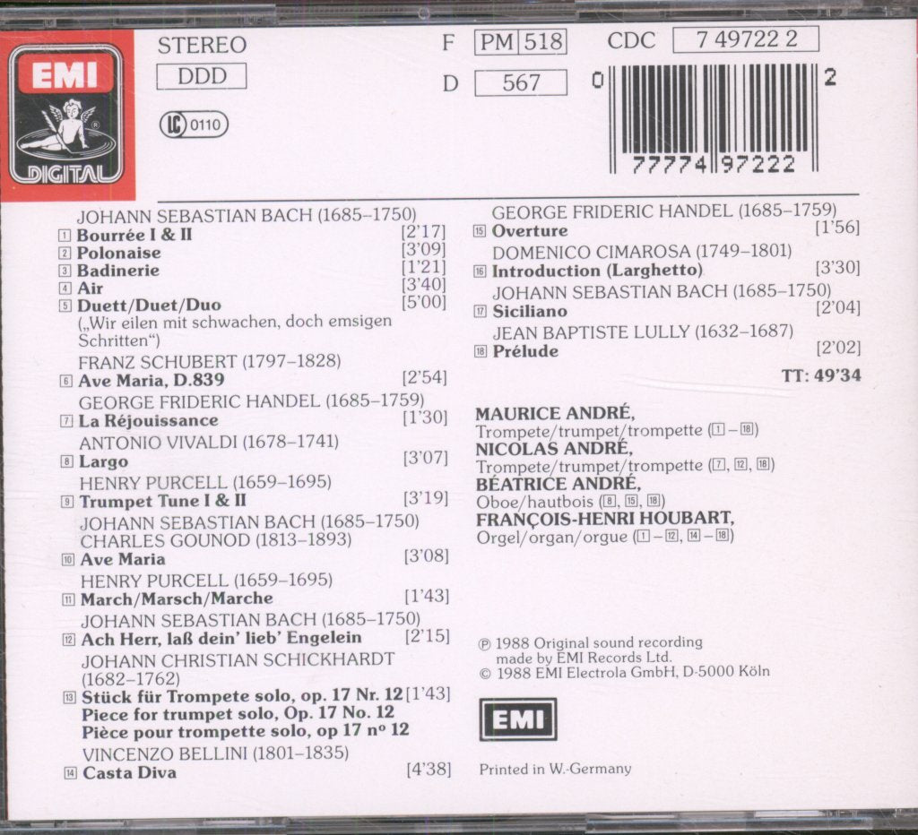 Maurice André, Nicolas André, Béatrice André, François Henri Houbart - Trompeten, Oboe Und Orgel In Ebbs/Tirol - Cd
