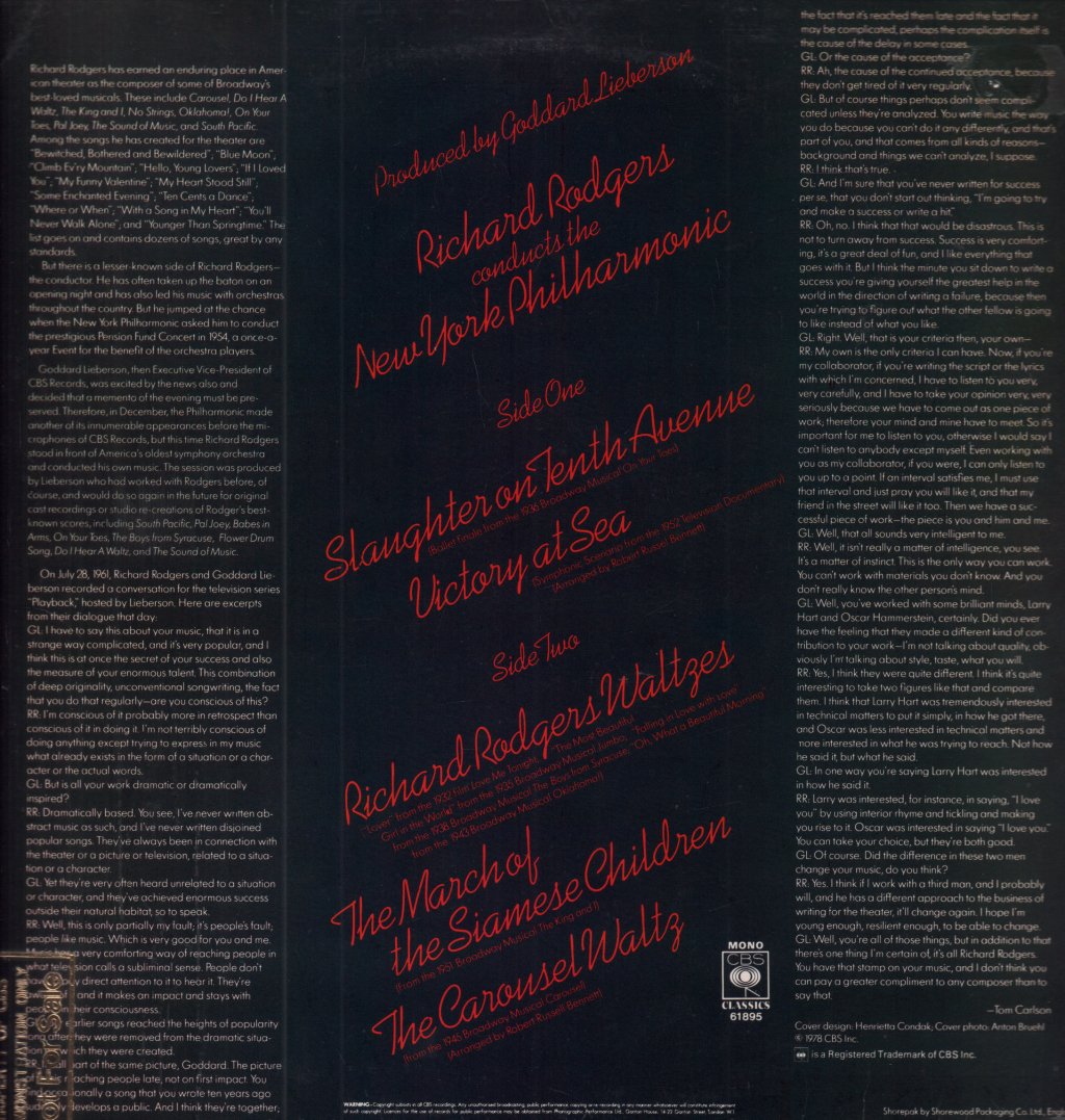 New York Philharmonic Orchestra - Slaughter On Tenth Avenue - Lp