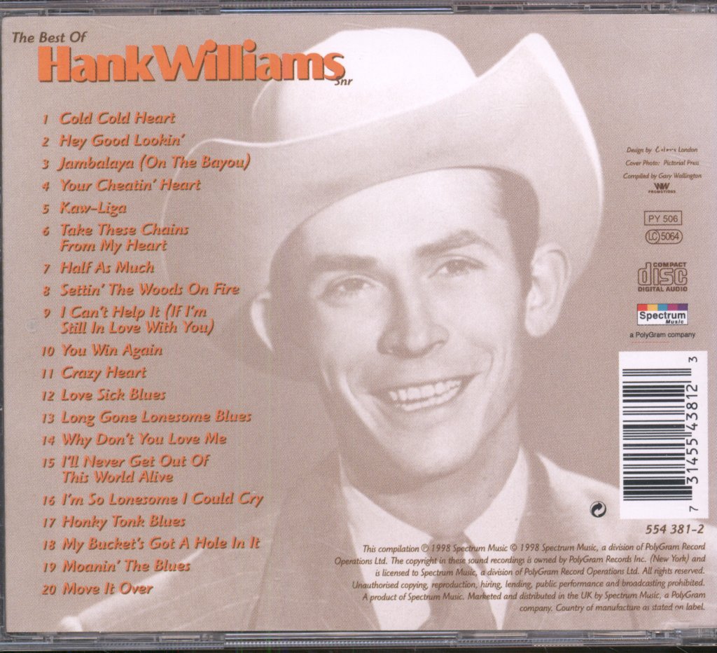 Hank Williams - Best Of Hank Williams Snr - Cd