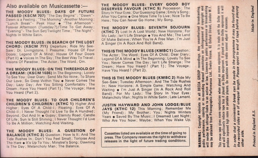 Graeme Edge Band - Kick Off Your Muddy Boots - Cassette