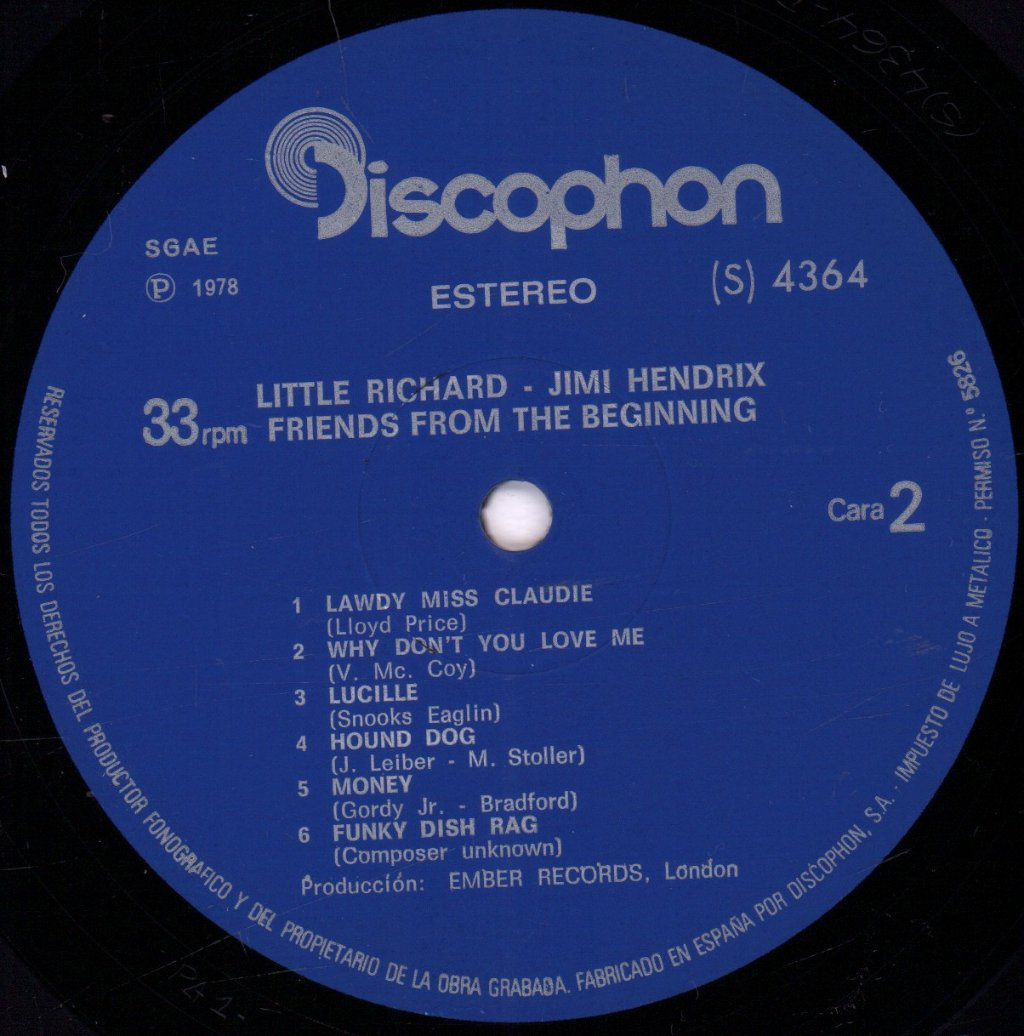 Little Richard / Jimi Hendrix - Friends From The Beginning - Lp