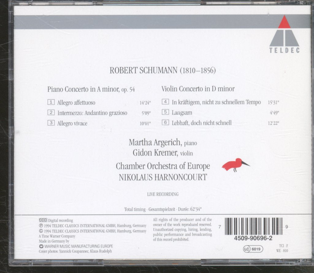 Nikolaus Harnoncourt, Chamber Orchestra Of Europe - Schumann - Piano Concerto / Violin Concerto - Cd