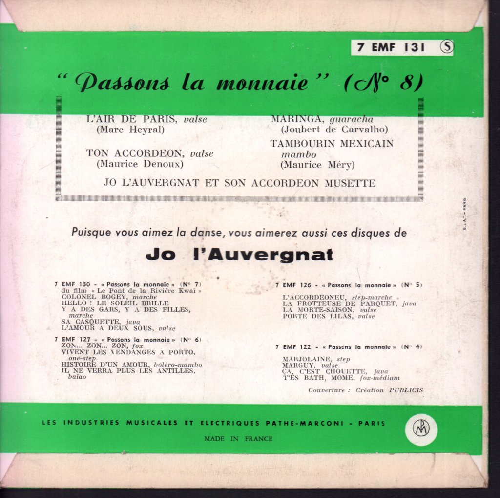 Jo L'Auvergnat - Passons La Monnaie N°8 - 7 Inch