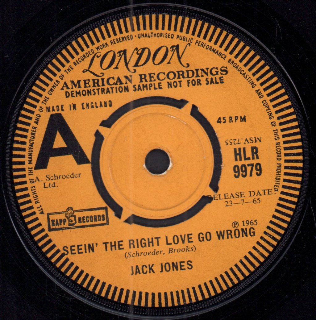 Jack Jones - Seein' The Right Love Go Wrong - 7 Inch