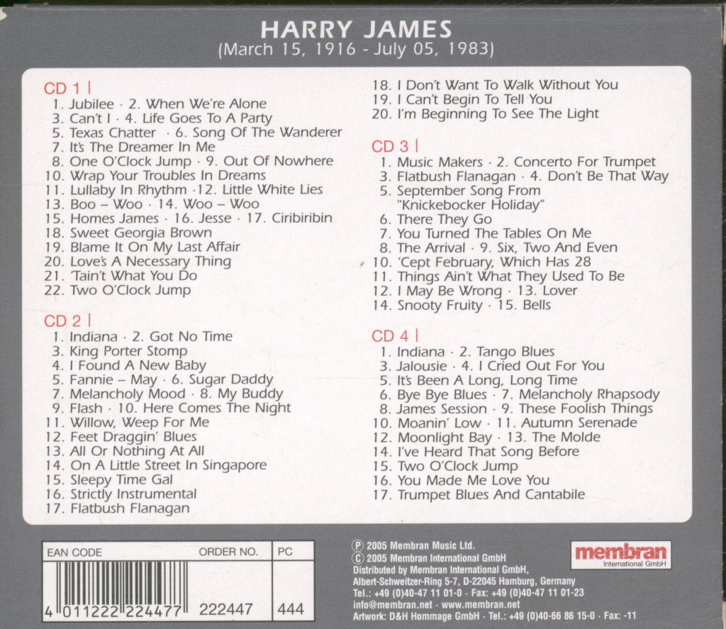 Harry James - Quadromania - Harry James - Sweet Georgia Brown - - Cd Set