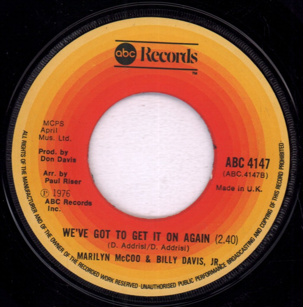 Marilyn McCoo And Billy Davis Jr - You Don't Have To Be A Star (To Be In My Show) - 7 Inch