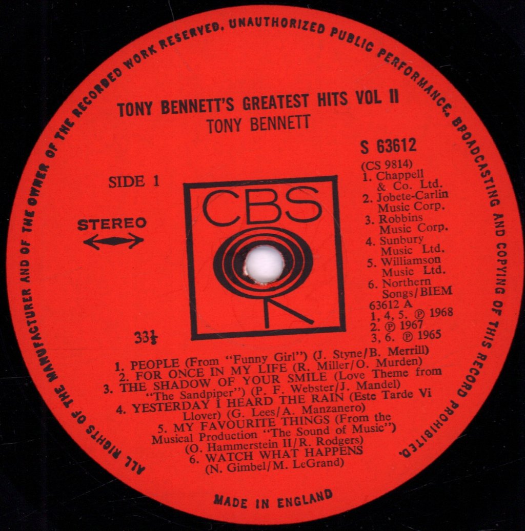 Tony Bennett - Greatest Hits Volume 2 - Lp