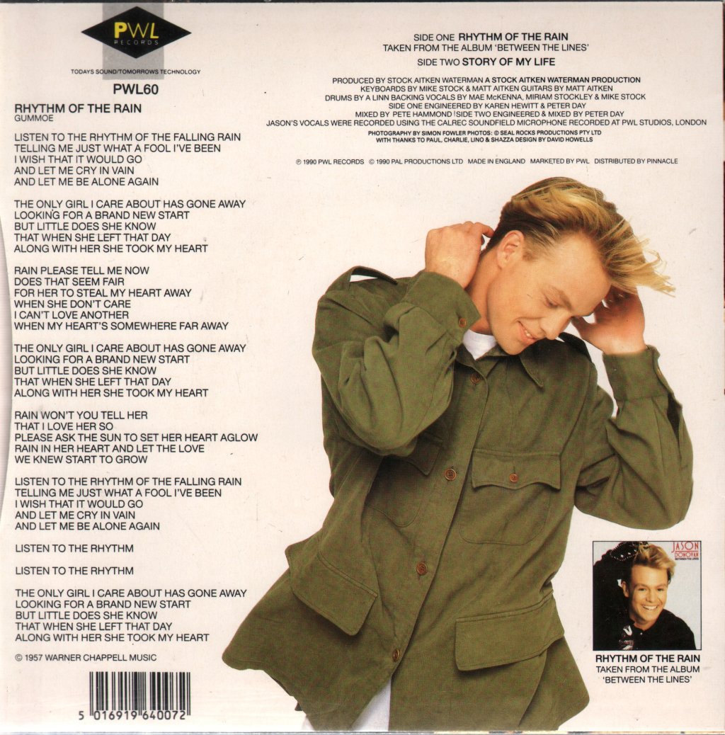Jason Donovan - Rhythm Of The Rain - 7 Inch