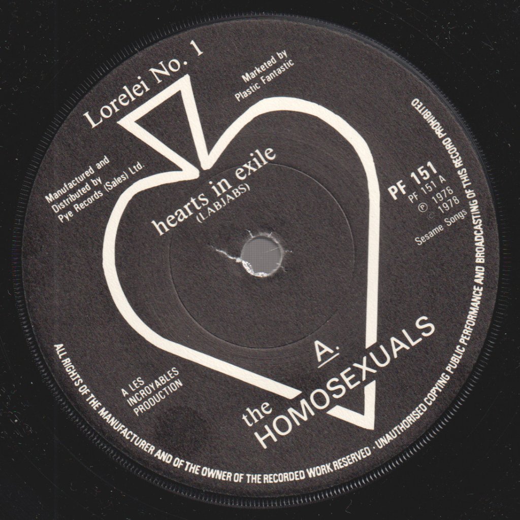 Homosexuals - Hearts In Exile - 7 Inch