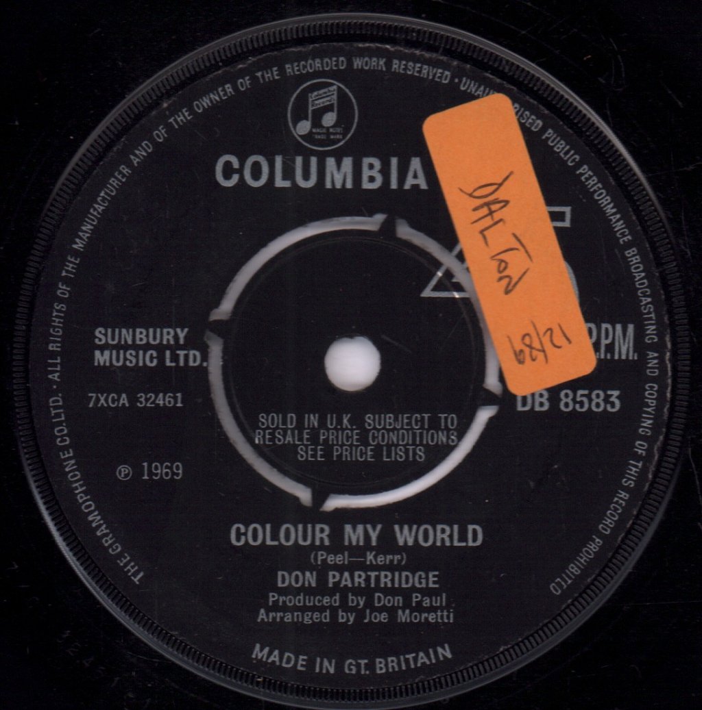 Don Partridge - Colour My World - 7 Inch