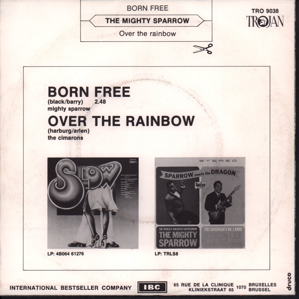 Mighty Sparrow / Cimarons - Born Free / Over The Rainbow - 7 Inch