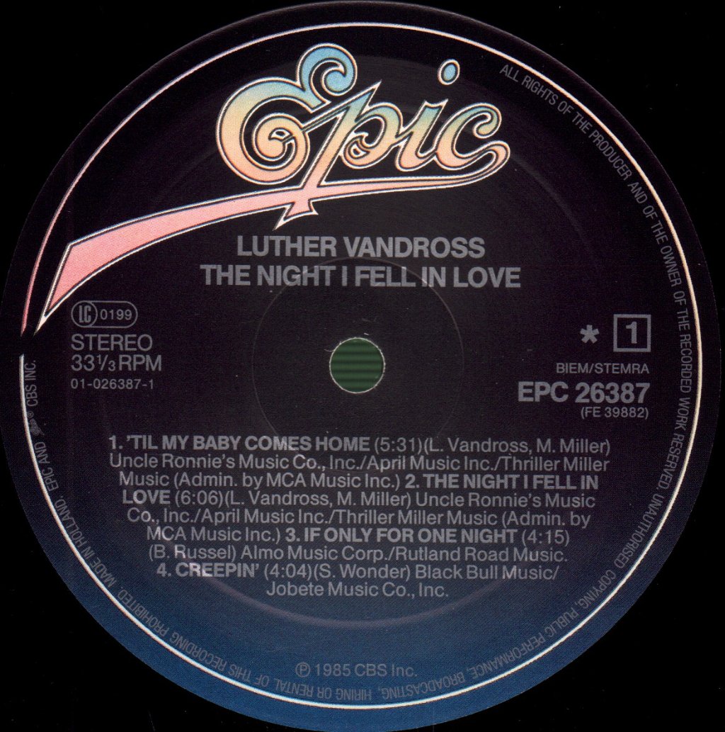 Luther Vandross - Night I Fell In Love - Lp