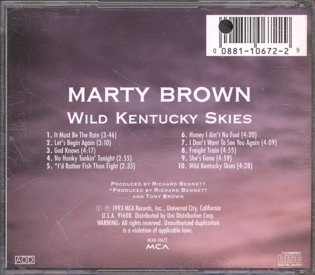 Marty Brown - Wild Kentucky Skies - Cd
