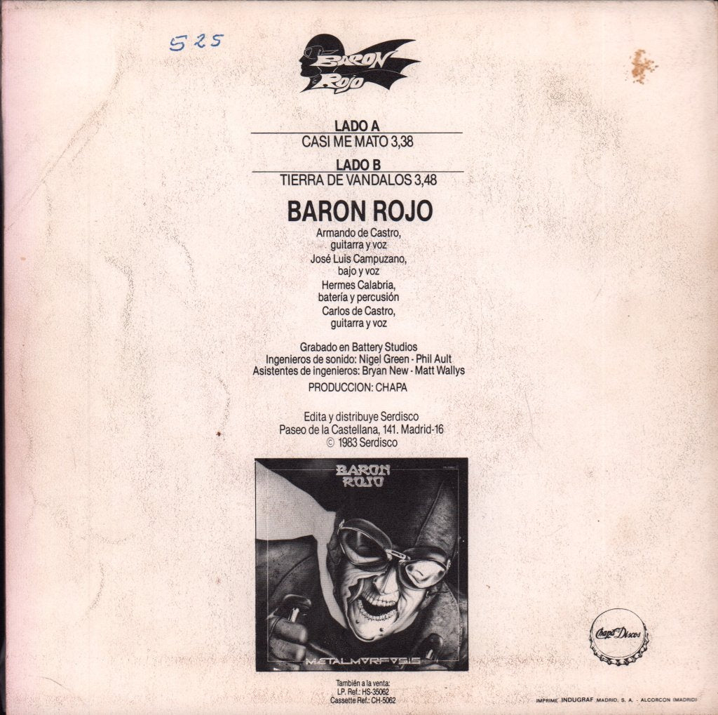 Barón Rojo - Casi Me Mato - 7 Inch