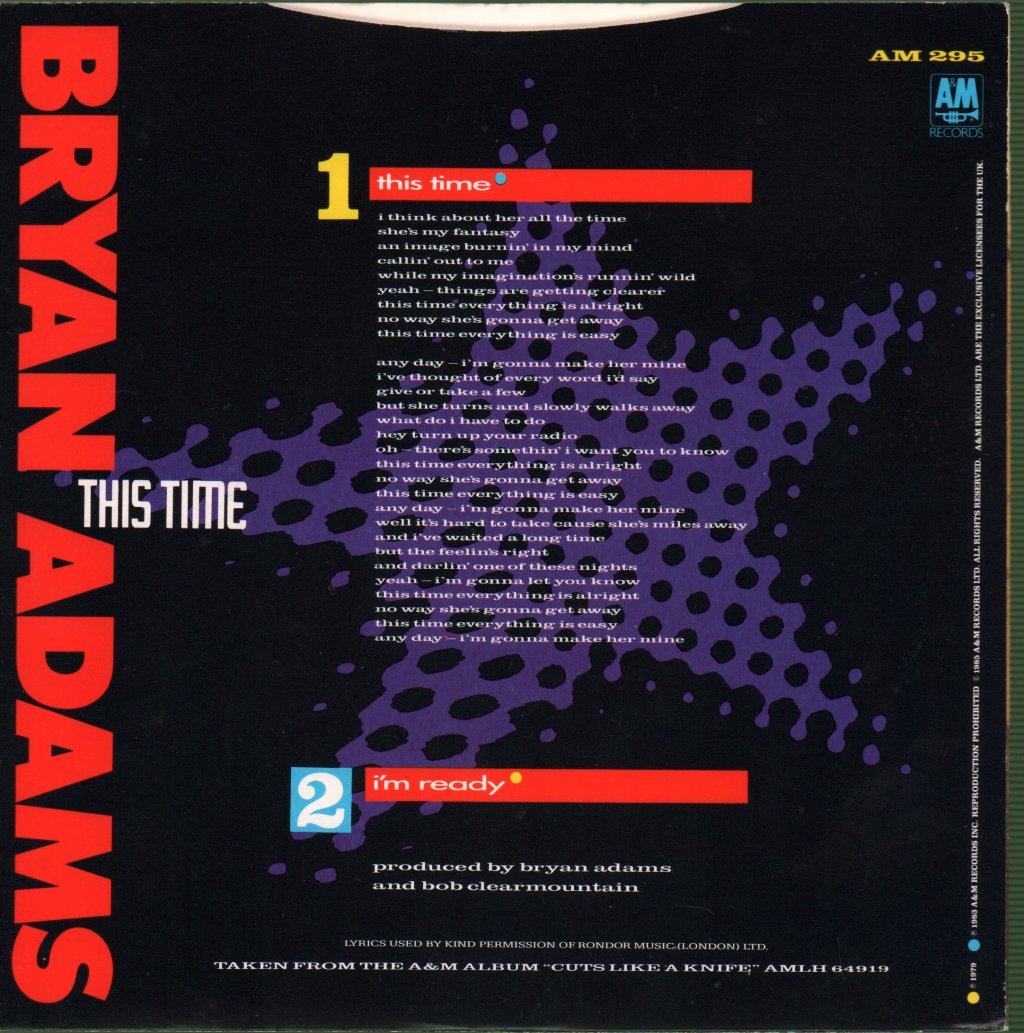 Bryan Adams - This Time - 7 Inch