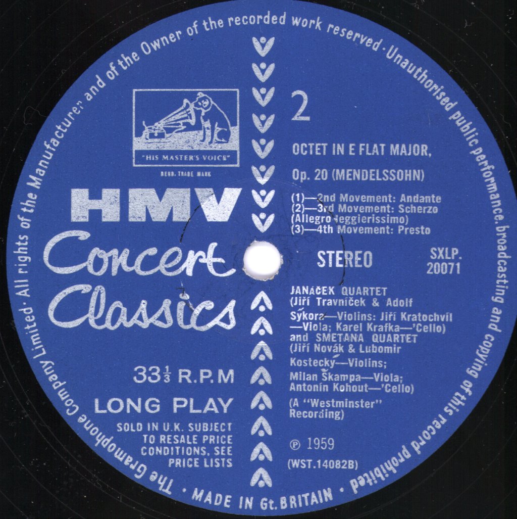 Janacek Quartet / Smetana Quartet - Mendelssohn - Octet In E Flat Major, Op. 20 - Lp