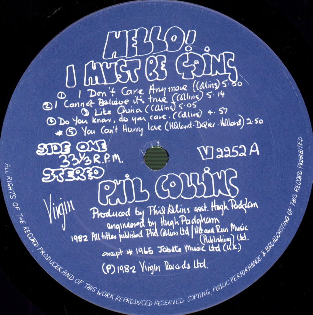 Phil Collins - Hello I Must Be Going - Lp