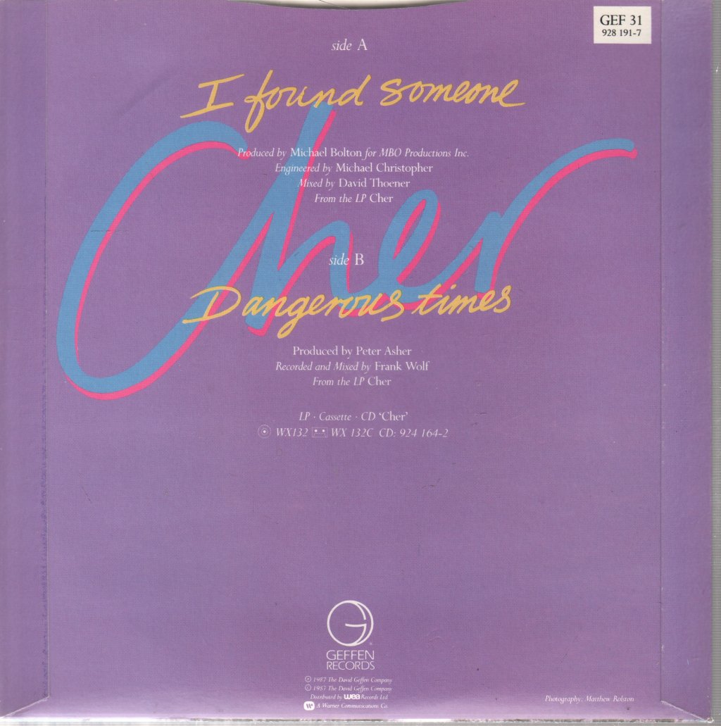 Cher - I Found Someone - 7 Inch