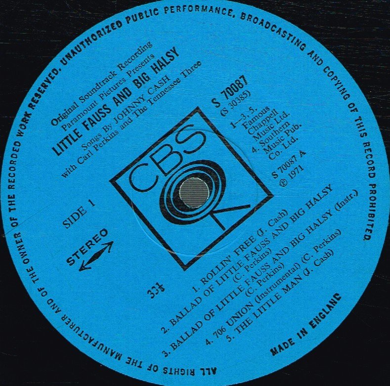 Johnny Cash - Little Fauss And Big Halsy (Original Soundtrack) - Lp