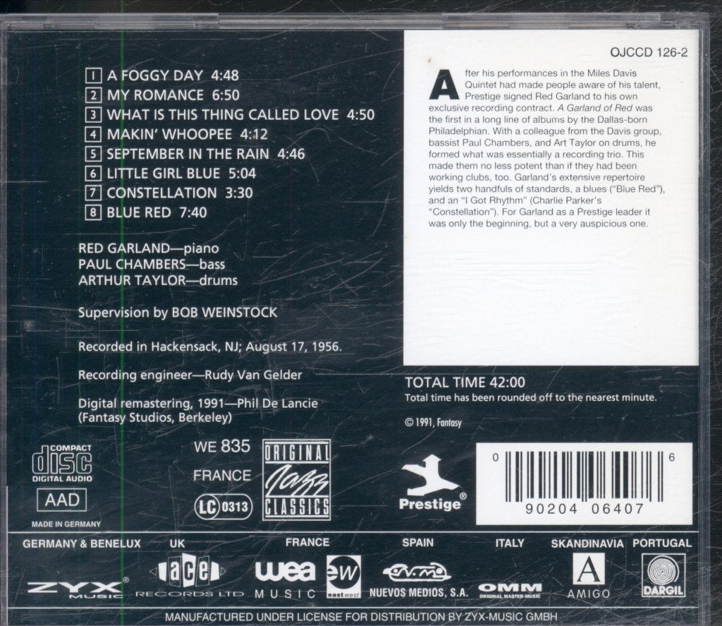 Red Garland Trio With Paul Chambers And Art Taylor - A Garland Of Red - Cd