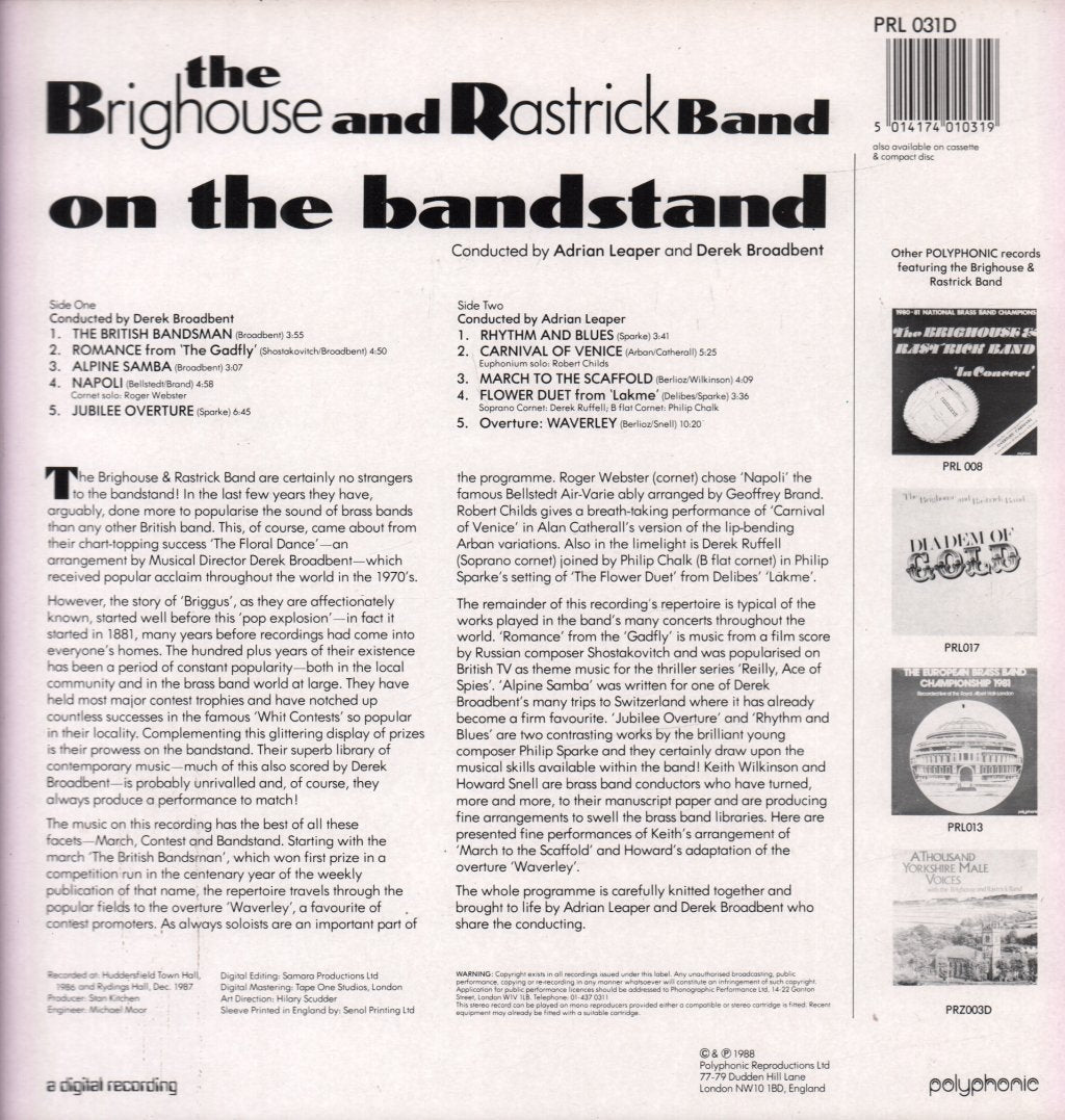 Brighouse And Rastrick Brass Band - On The Bandstand - Lp