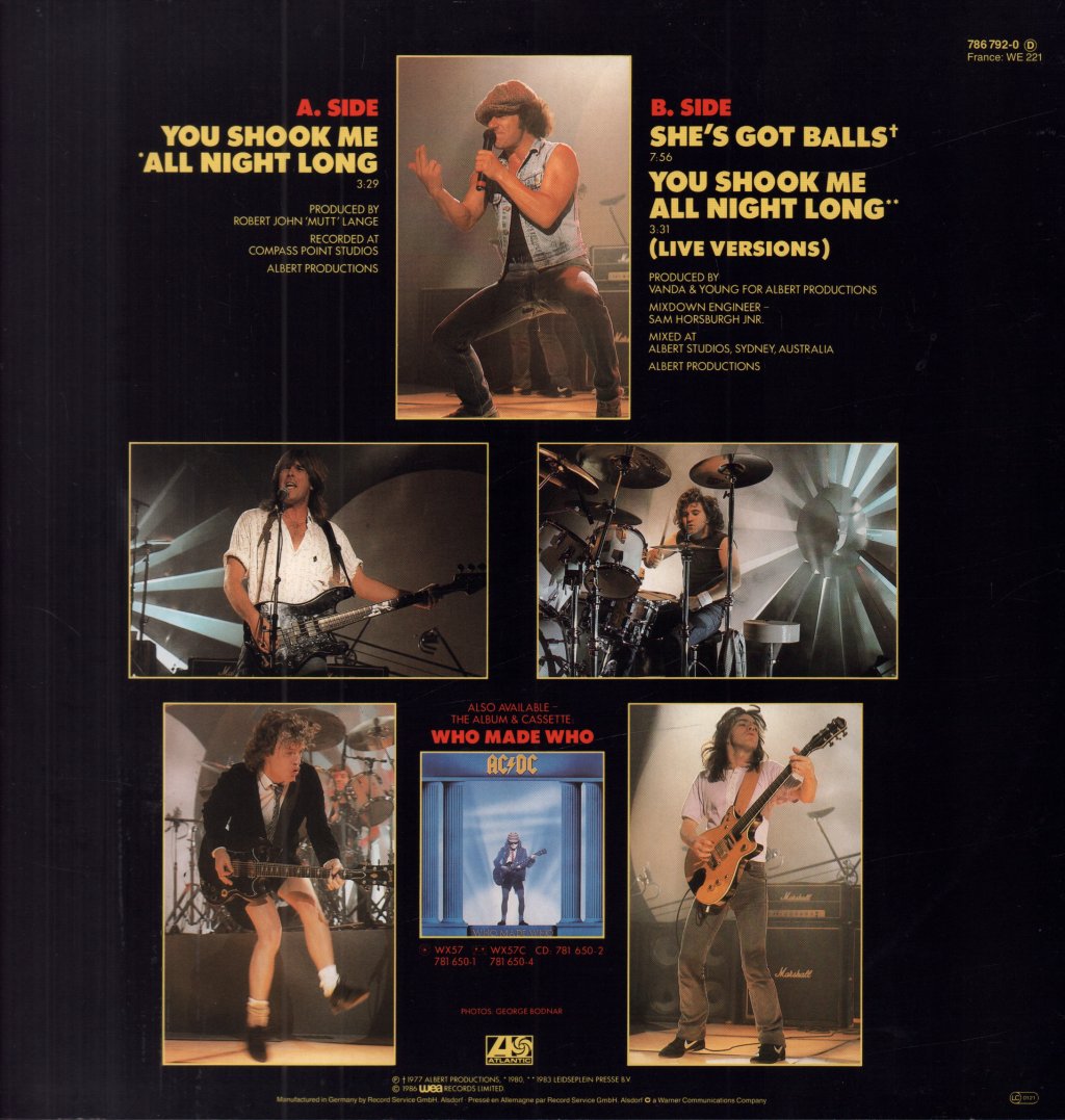 AC/DC - You Shook Me All Night Long - 12 Inch