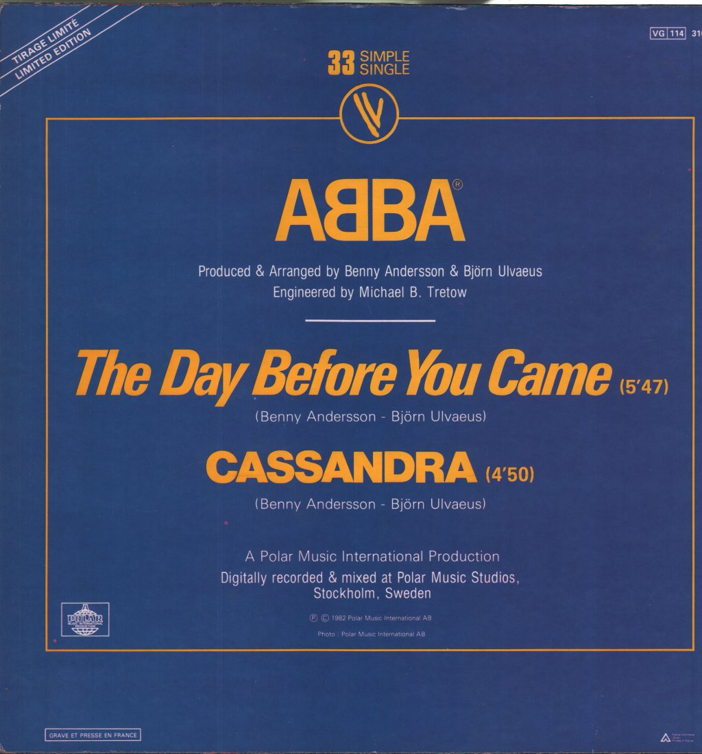 ABBA - Day Before You Came - 12 Inch