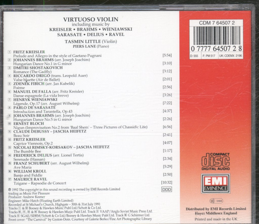 Tasmin Little • Piers Lane - Virtuoso Violin - Cd