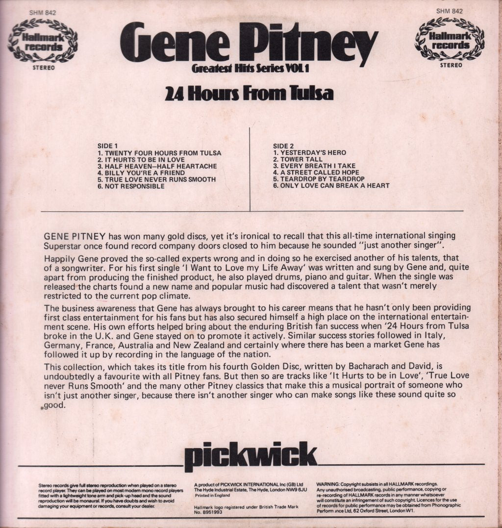 Gene Pitney - 24 Hours From Tulsa - Lp
