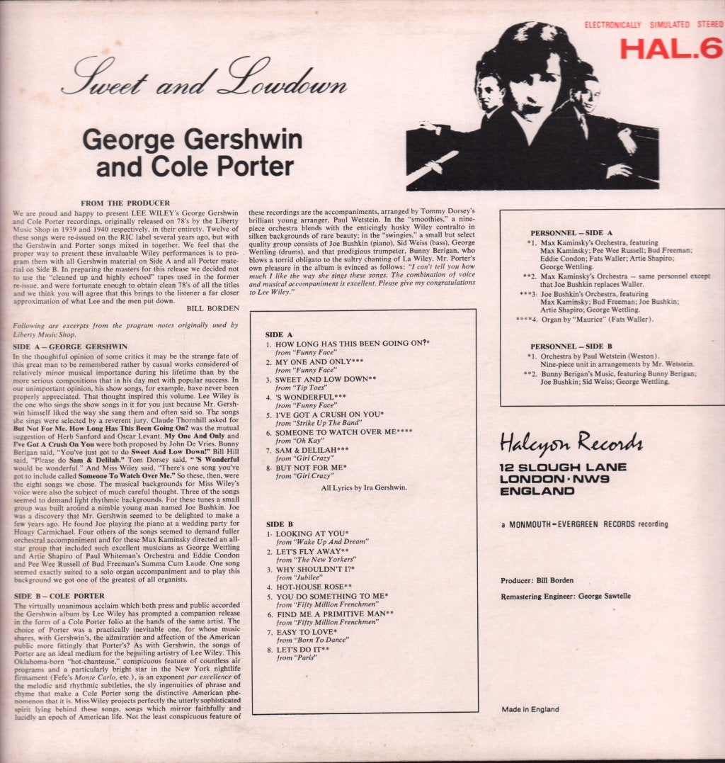 George Gershwin and cole porter - Sweet And Lowdown - Lp