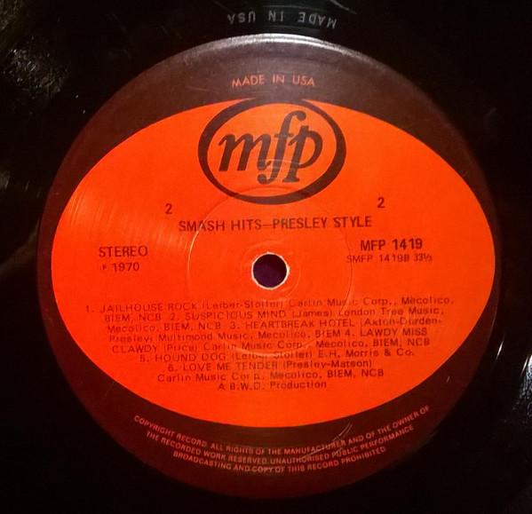 Unknown Artist - Smash Hits Presley Style - Lp