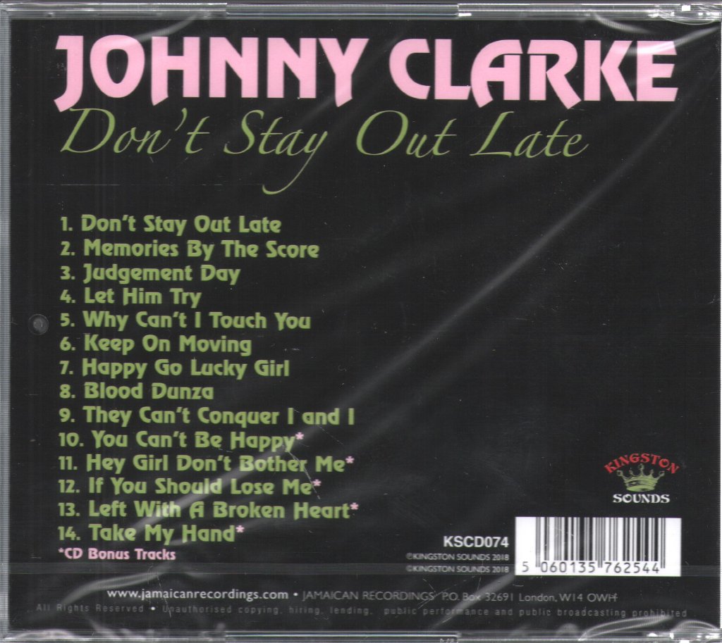 Johnny Clarke - Don't Stay Out Late - Cd