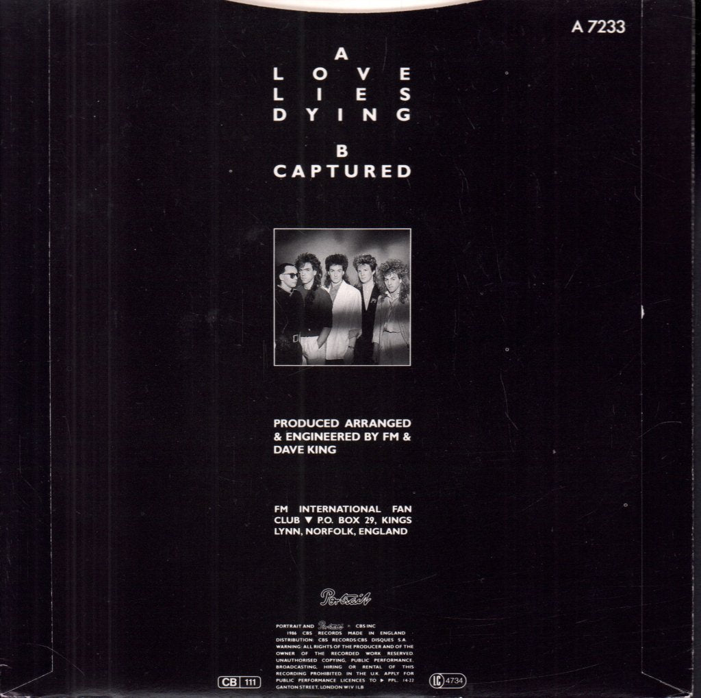 Fm (Uk Rock Group) - Love Lies Dying - 7 Inch