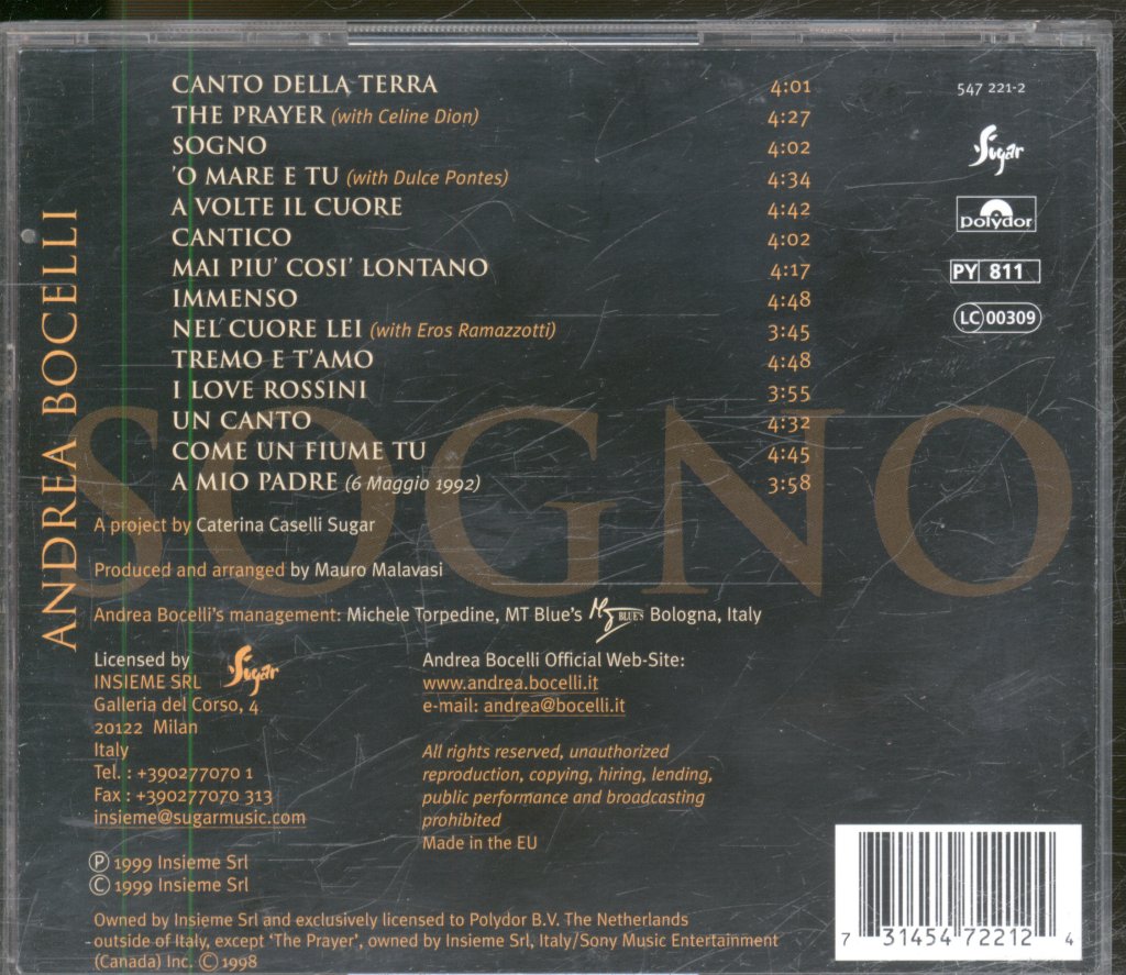 Andrea Bocelli - Sogno - Cd