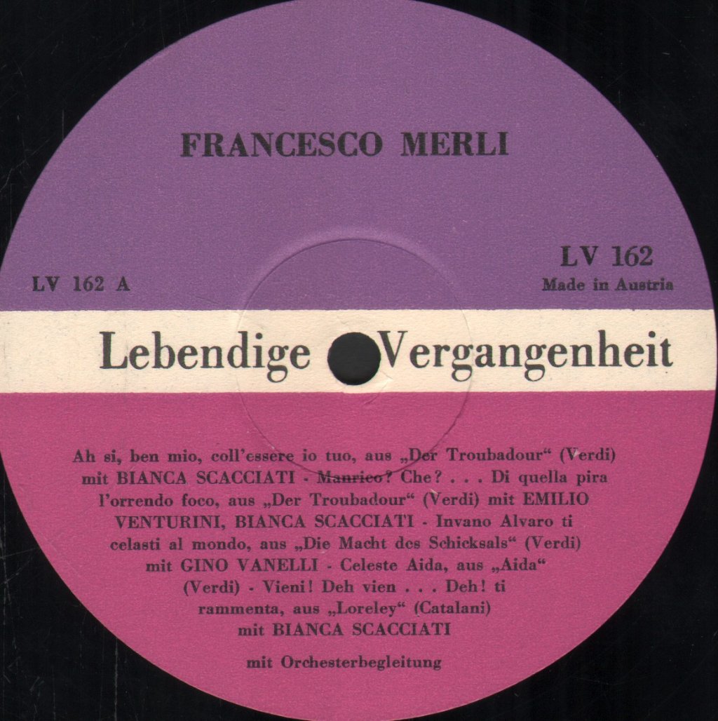 Francesco Merli - Lebendige Vergangenheit - Francesco Merli - Lp