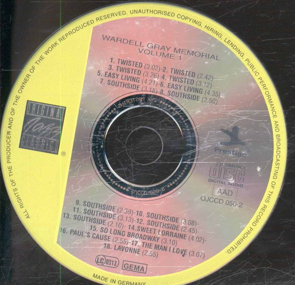Wardell Gray - Wardell Gray Memorial, Volume 1 - Cd