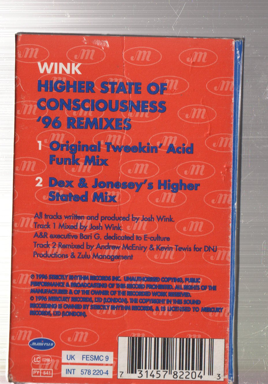 Josh Wink - Higher State Of Consciousness '96 Remixes - Cassette