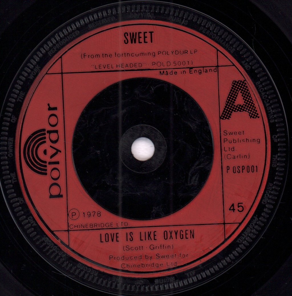 Sweet - Love Is Like Oxygen - 7 Inch